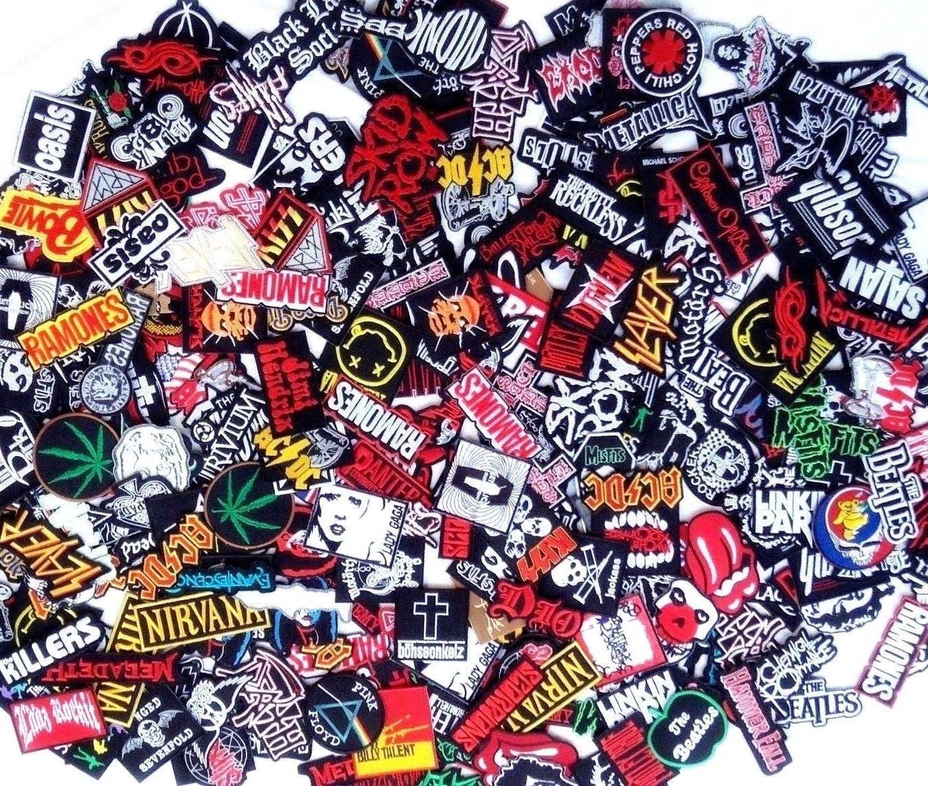 Random Lot of 20 Rock Band Patches Iron on Music Punk Roll Heavy Metal Sew Unbranded Does Not Apply - фотография #6