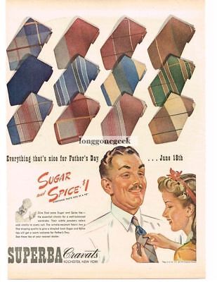 1944 SUPERBA Cravats Neckties Sugar And Spice art Vtg Print Ad Superba