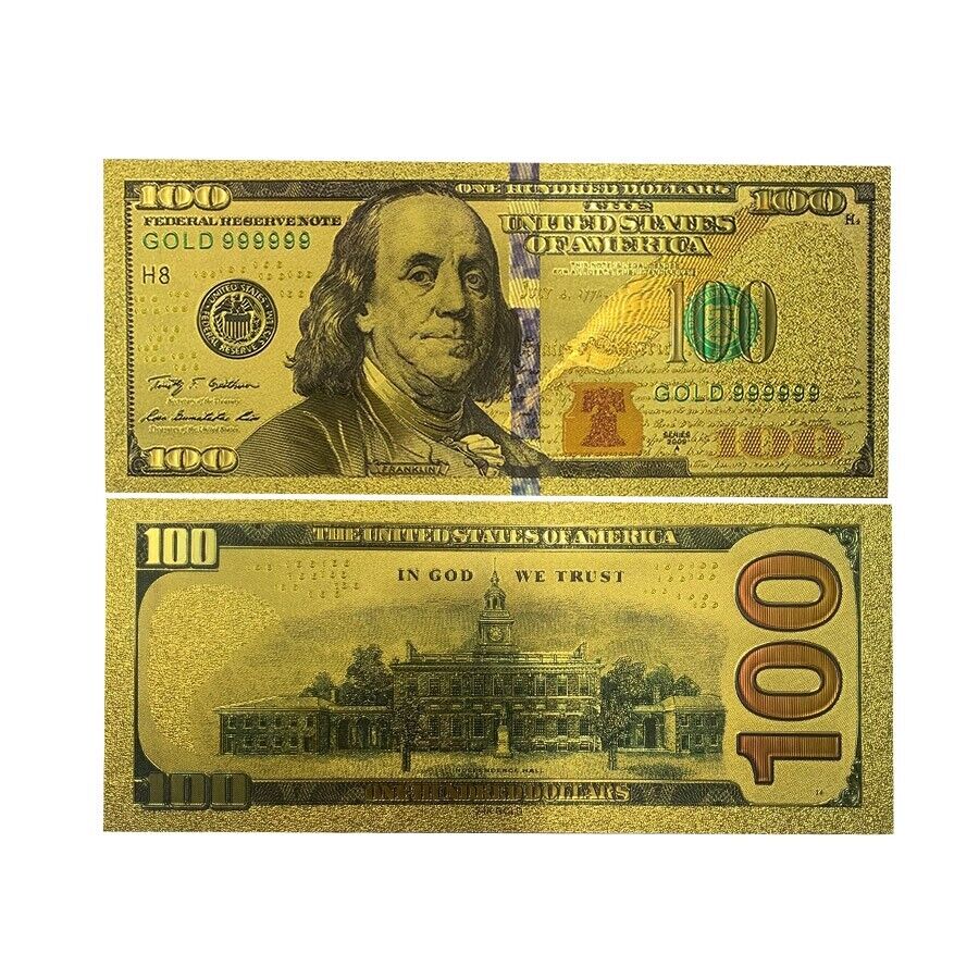 6pc USD 100 Dollar Bill Black Gold Foil Banknote Bill Note Commemorative Money Без бренда - фотография #2
