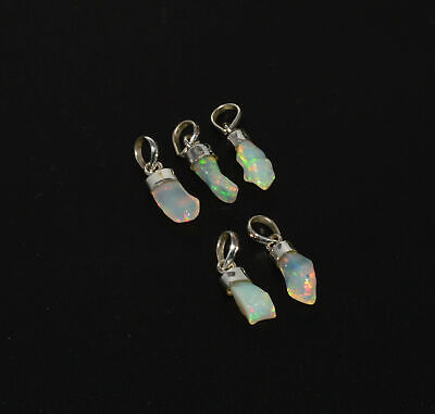 WHOLESALE 925 5PC SOLID STERLING SILVER ROUGH ETHIOPIAN OPAL PENDANT LOT 0 a457 Unbranded N/A