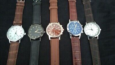 Set of 5 NEW Men's Watches 10 FREE SPARE BATTERIES lot 876012WW Watch Quartz wristwatch