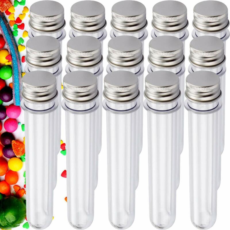 120x Plastic Lab Test Tubes with Metal Caps Stoppers Screw Top Lid Round Bottom Unbranded Does Not Apply - фотография #2