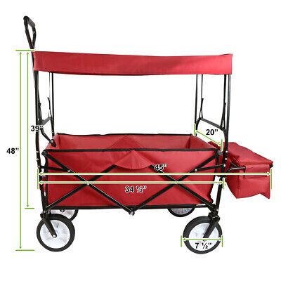 Utility Folding Wagon Outdoor Collapsible Cart Canopy Garden Beach Sport Handle FactoryOnlineShop - фотография #2