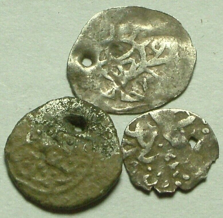 Lot of 3 Rare Original Ottoman Empire Turkey Silver akce pendant Coins AKCHE 15C Без бренда - фотография #2