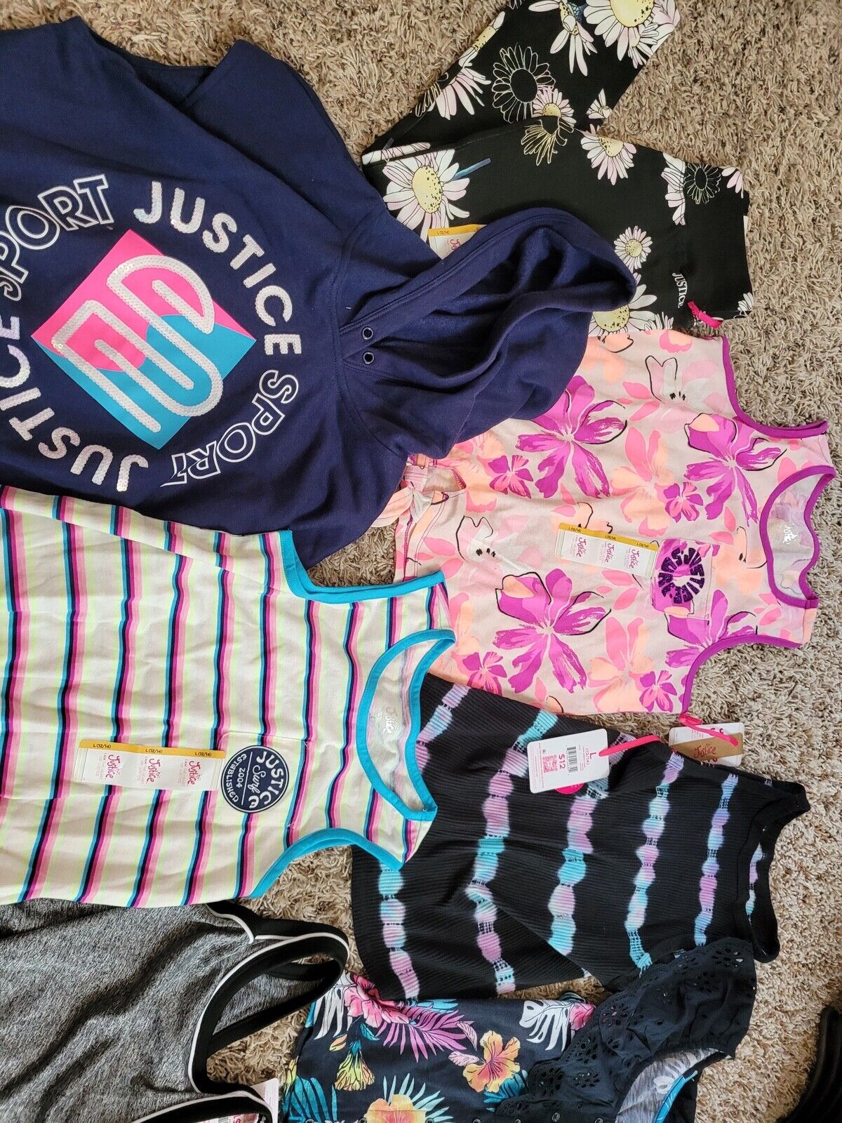 NEW LOT 9 CLOTHING LOT GIRLS SIZE 12-14 TOPS SHIRTS LEGGINGS NEW BY JUSTICE Wonder Nation - фотография #2