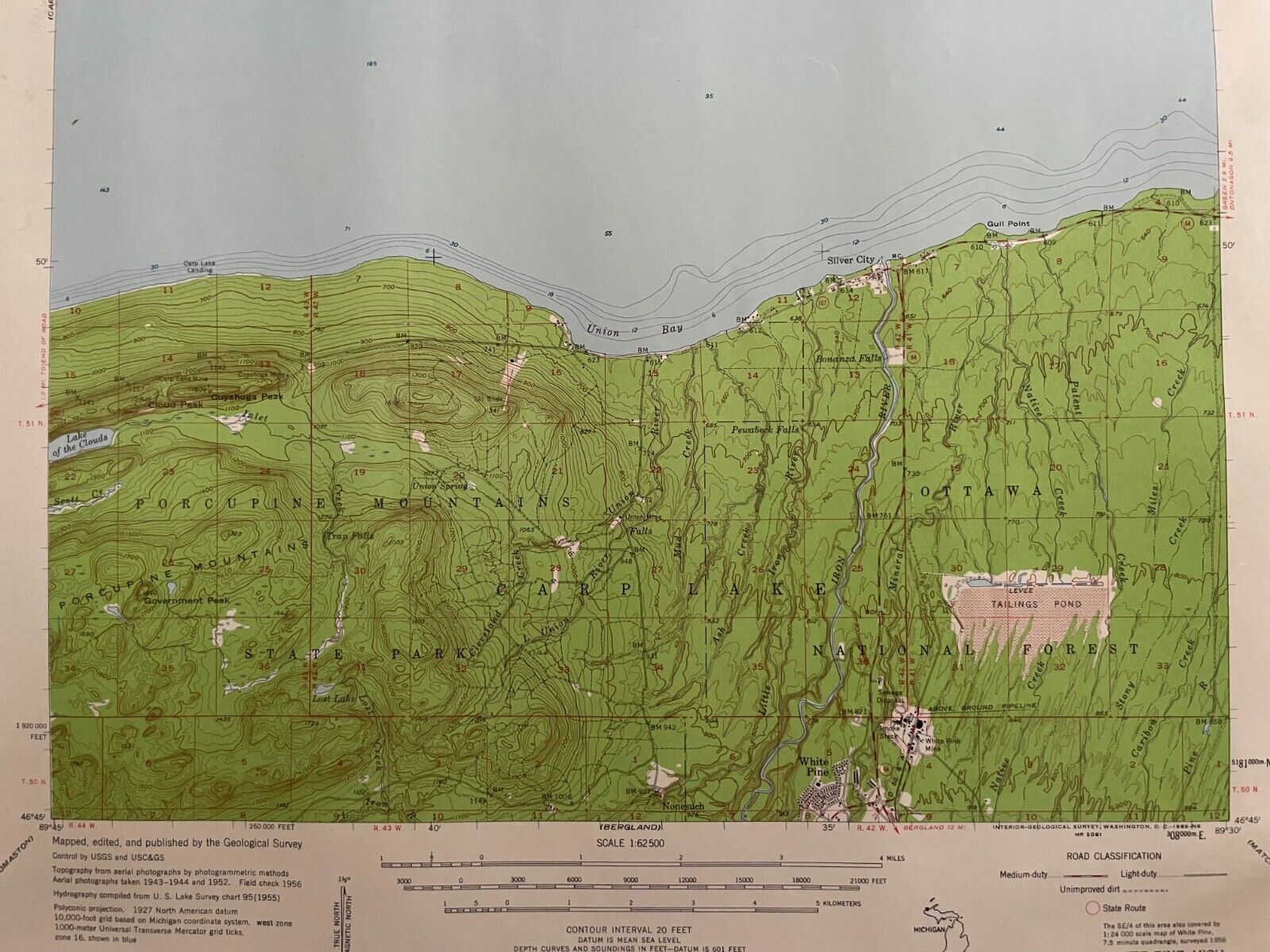 US Geological Survey Maps Michigan UP Porcupine Mountains Sunken Lake White Pine Без бренда - фотография #7