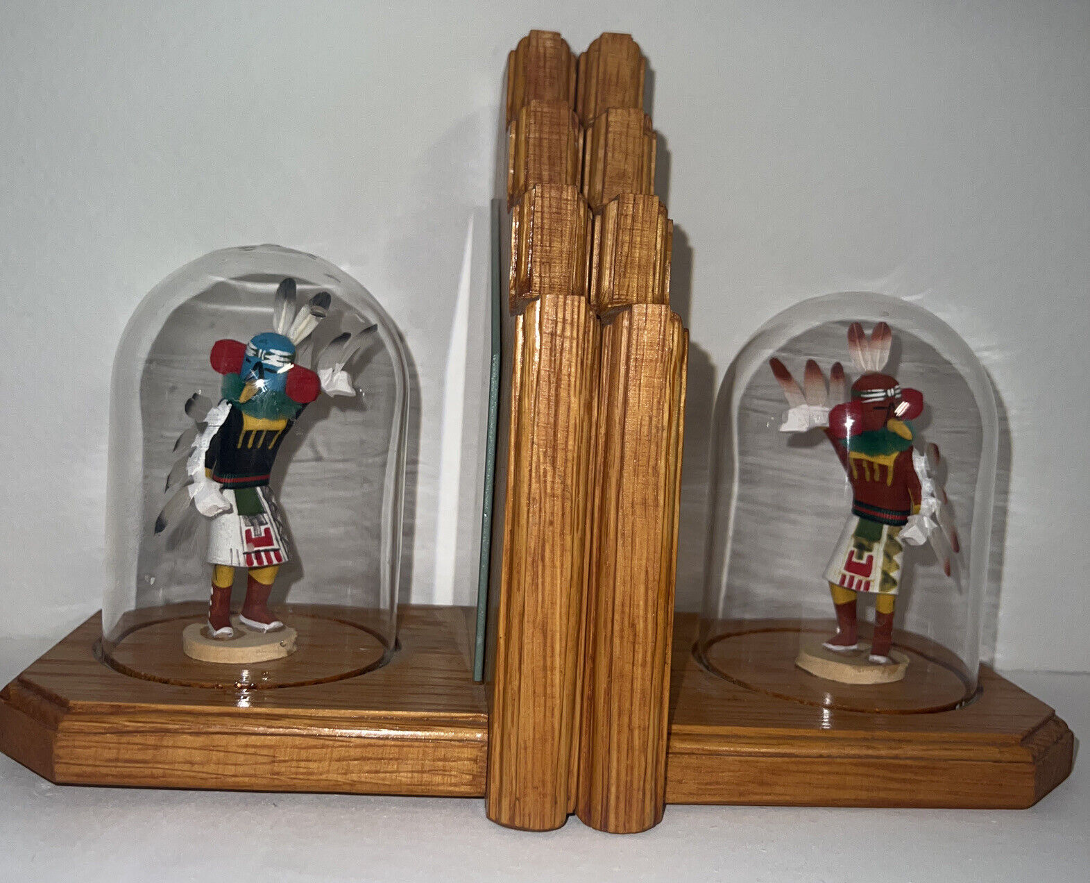 VINTAGE HOPI Hand-Painted /Hand-Carved Miniature BOOKENDS Figurines Без бренда
