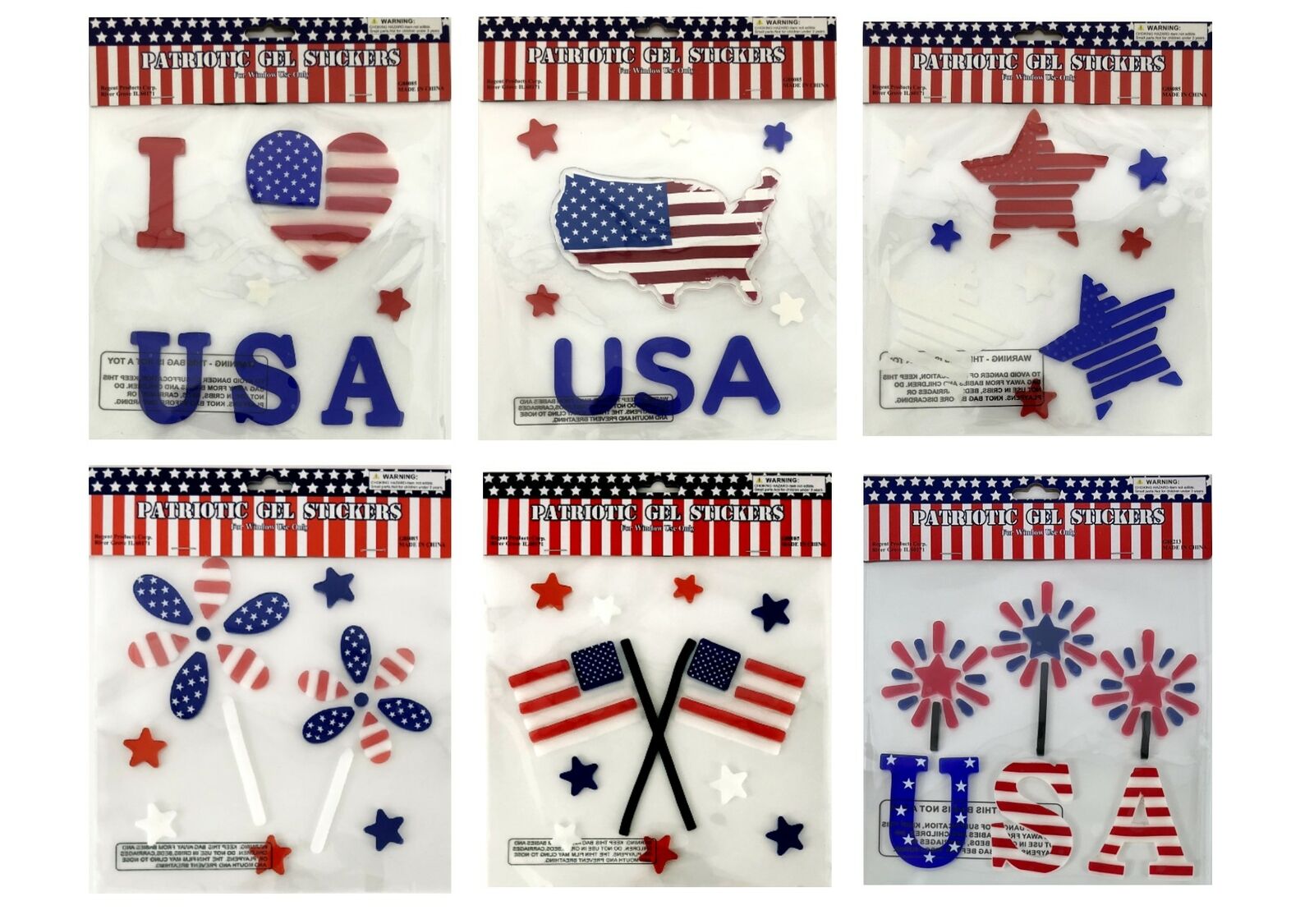 40+ Patriotic Flag Memorial Day Window Gel Sticker Cling Star Decor Decoration Unbranded na