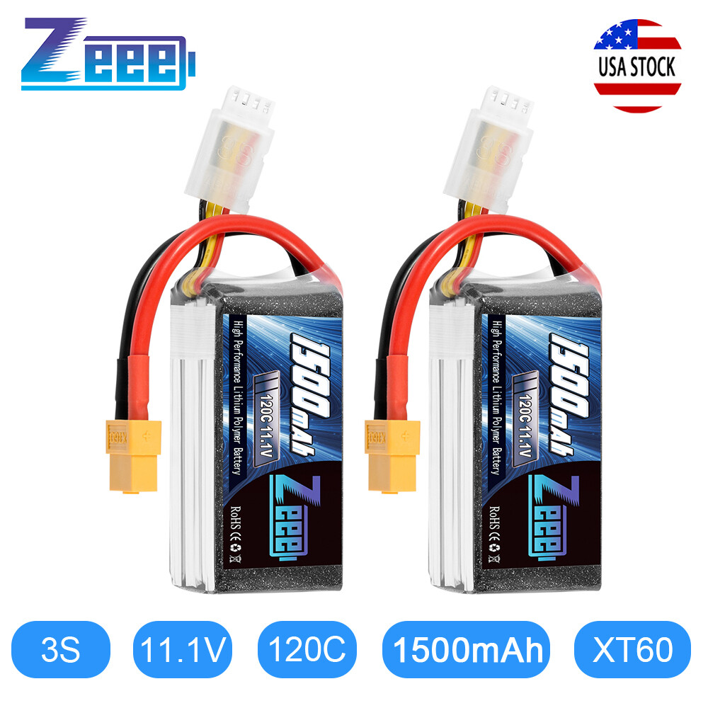 2PCS Zeee 1500mAh 120C 11.1V 3S Graphene LiPo Battery XT60 for RC FPV Quad Drone ZEEE Does Not Apply