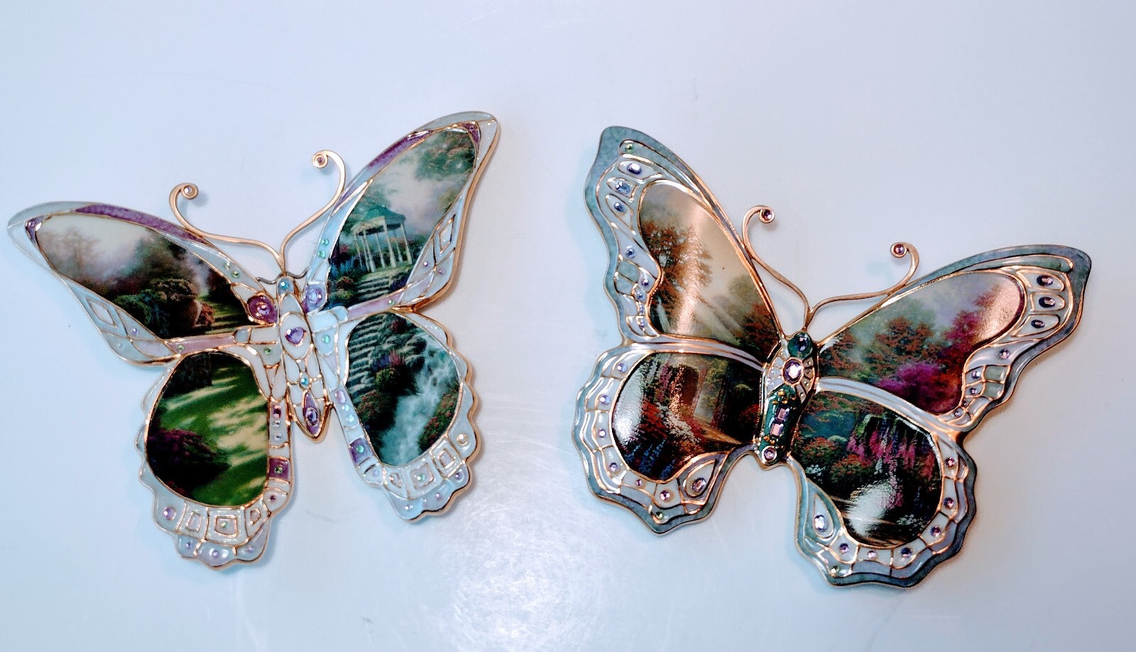 Bradford Xchg. Thomas Kincaid JEWELED BUTTERFLY Wall Art EUC On Wings of Beauty Thomas Kinkade - фотография #9