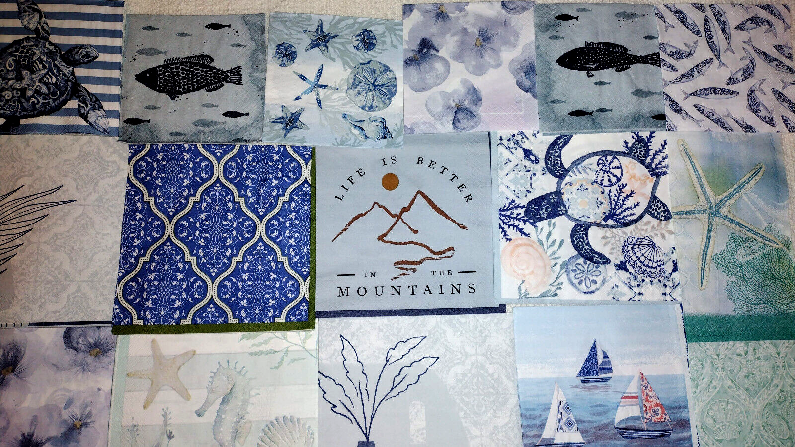 39 WATER NATURE SOOTHING BLUES ~ LOT SET MIXED Paper Napkins ~ Decoupage Crafts Без бренда - фотография #4