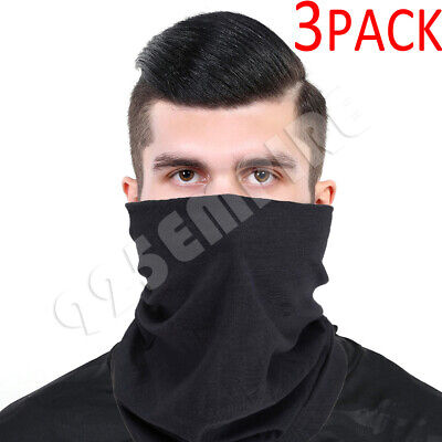 3 PACK Black Tube Bandana Headband Face Neck Mask Head Scarf Motorcycle Bike Unbranded