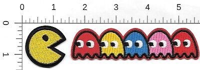 Pac-man with Ghosts Embroidered Patch Iron-On Sew-On US shipping 80s video  Unbranded - фотография #3