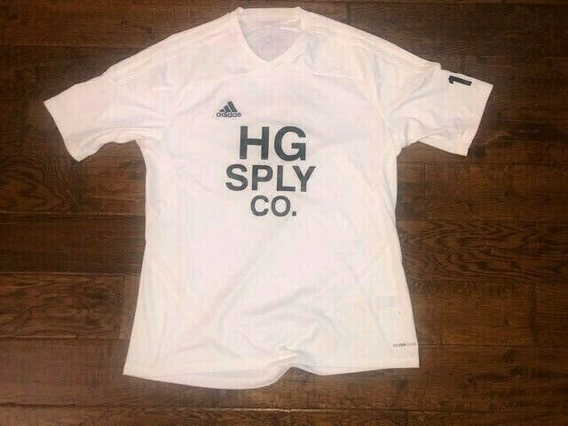 Mens Adidas HG SPLY CO. #13 White ClimaCool Wicking Short Sleeve Tennis Shirt L  Adidas