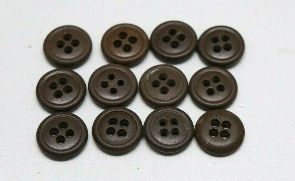 WWII US plastic buttons 5/8 inch 16mm 24L dark brown lot of 12 B9253 Без бренда