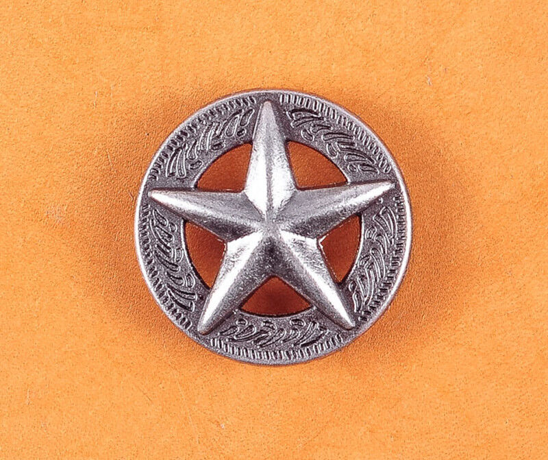 LOT 10PCS 25*25MM WESTERN TEXAS RAISED STAR ANTIQUE SILVER LEATHERCRAFT CONCHOS Unbranded Does not apply