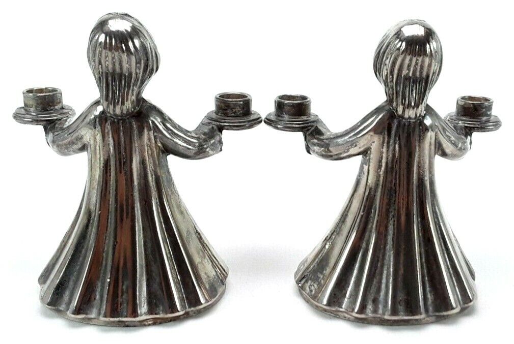 Vintage Choir Girl Mini Taper Candle Holders - Silver Tone -  Made in Italy Unbranded Candle Holders - фотография #5