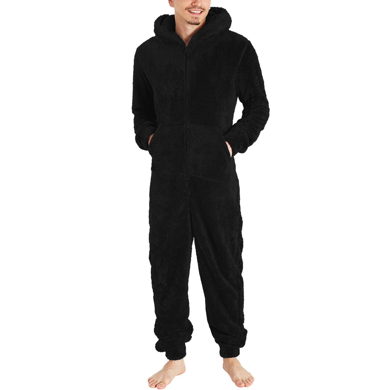 Men Artificial Wool Long Sleeve Pajamas Casual Jumpsuit Pants for Men Formal Unbranded Does Not Apply - фотография #7