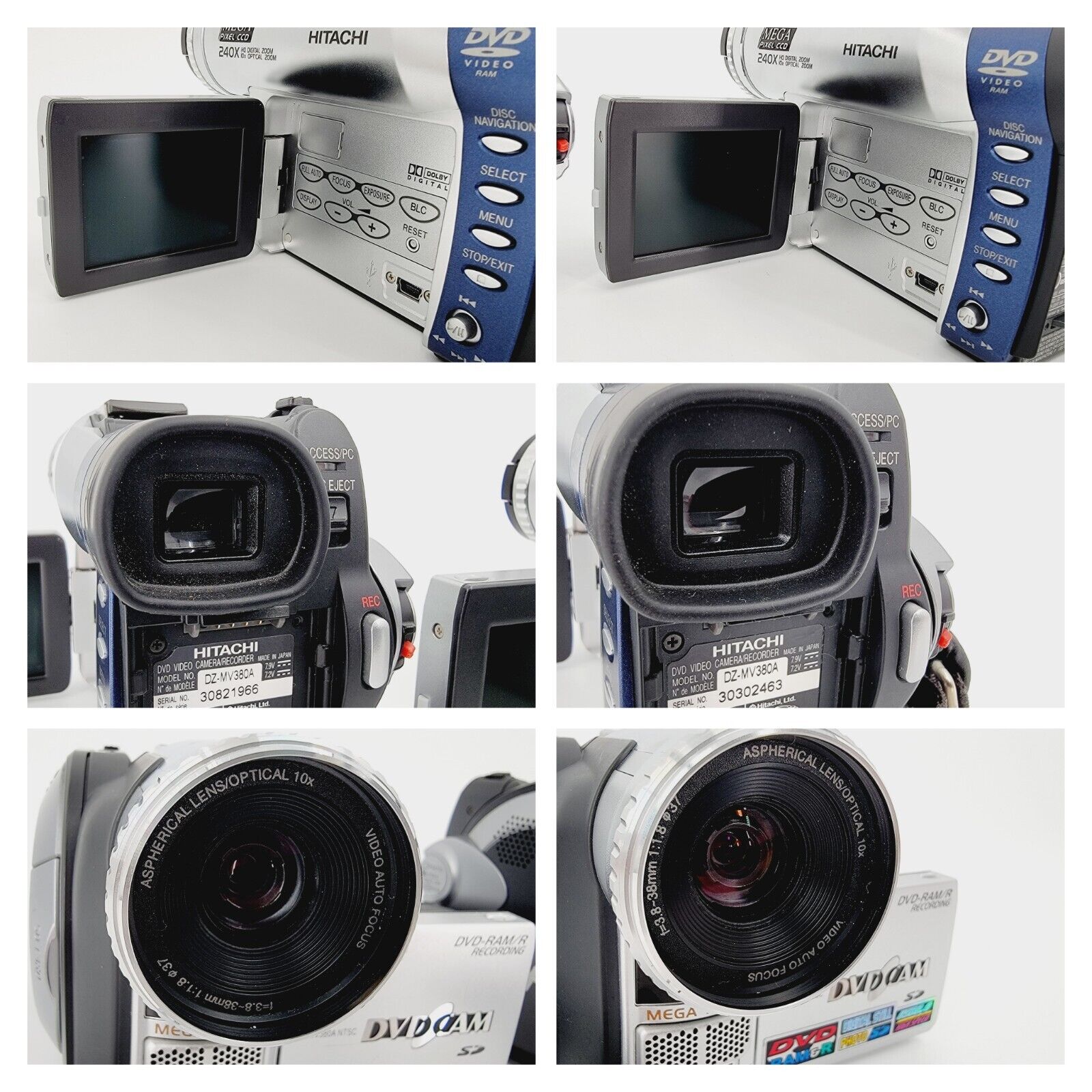 Lot of 2 Hitachi DZ-MV380A DVD Recording Camcorder UNTESTED NO BATTERY for parts Hitachi DZ-MV380A - фотография #9