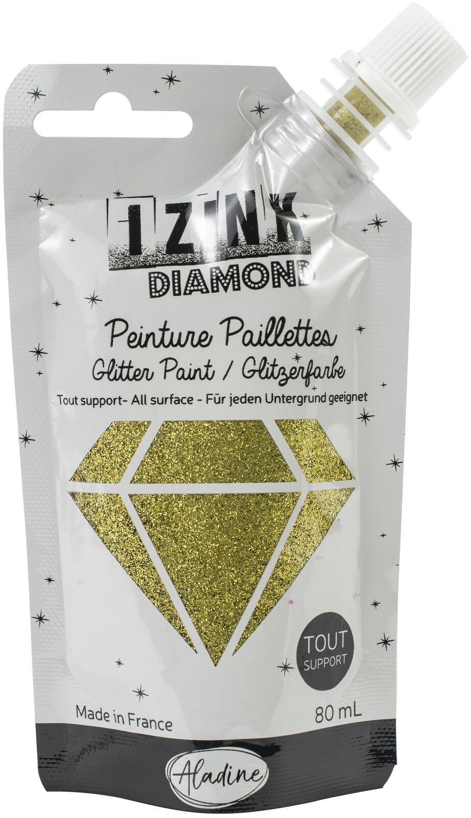 IZINK Diamond Glitter Paint 80ml-Gold - 3 Pack Find It Trading IZINK808-80835