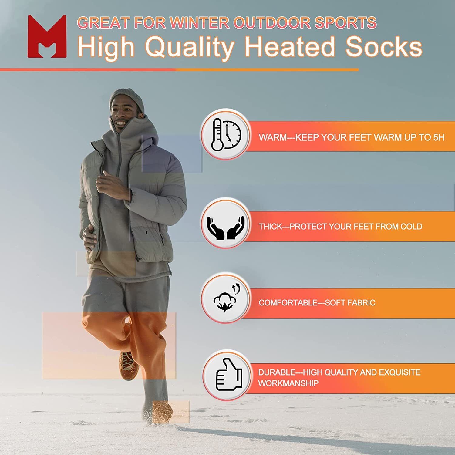 Washable Electric Heated Socks Rechargeable Battery Men Women Winter Foot Warmer Unbranded Does not apply - фотография #11