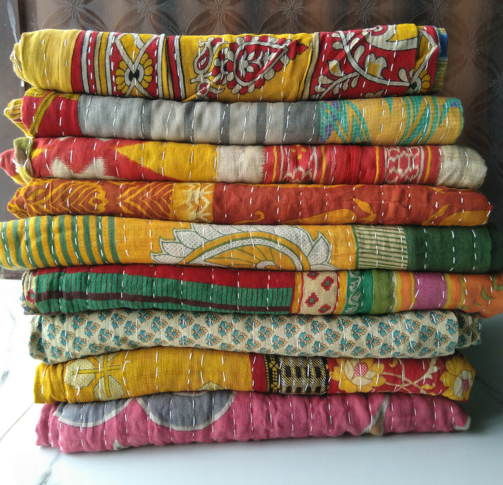 5 PC Wholesale Lot Throw Blanket Kantha Quilt Indian Vintage Cotton Bedspreads  Handmade Does Not Apply - фотография #2