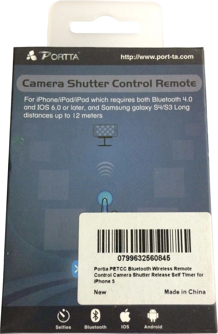 LOT OF 2 * Bluetooth Wireless Remote Control Camera Shutter Release Self Timer Portta 0799632560845 - фотография #3