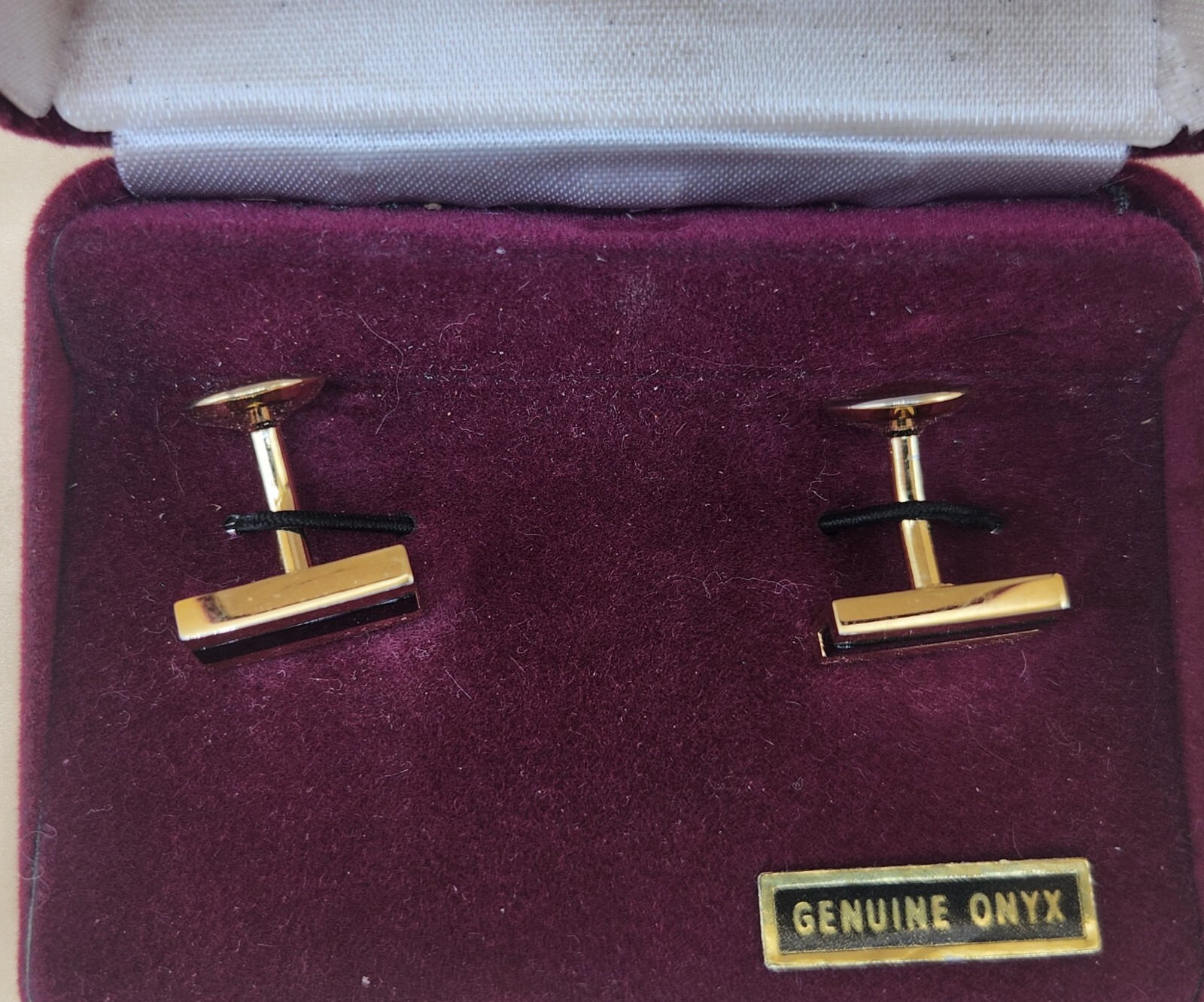 JOS A BANK Cufflinks Gold Tone & Genuine ONYX Rectangle Shape, BRAND NEW Jos A Bank J322OX - фотография #9