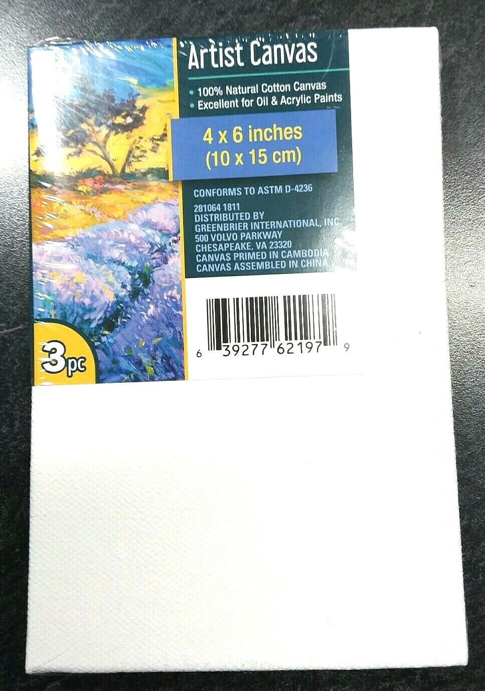 3pk 4" x 6" White Cotton Artists Canvases Canvas Painting Acrylic or Oil Paints Unbranded Does Not Apply - фотография #2