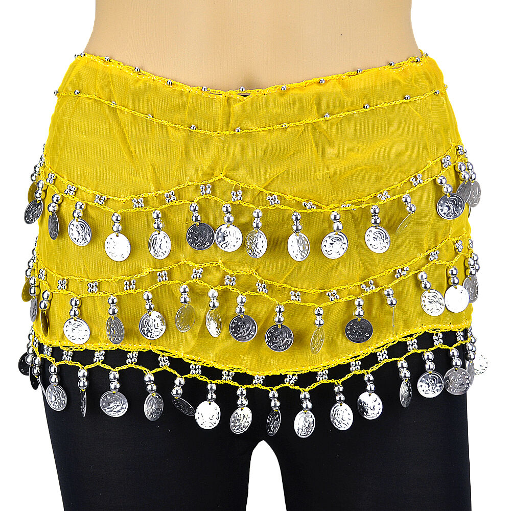 10 PCs Belly Dance Skirt Scarf Hip Wrap Belt Wholesale Low Price Chiffon Coins White Deer - фотография #9