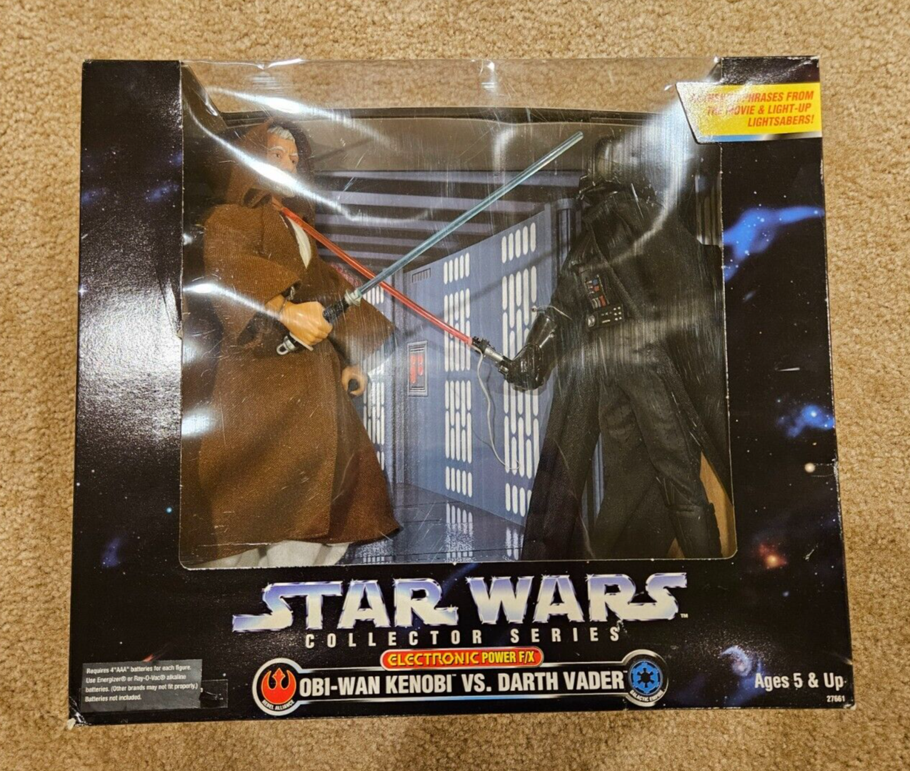 Star Wars Collector Series Electronic Obi Wan Kenobi vs Darth Vader 12 inch MIB Kenner