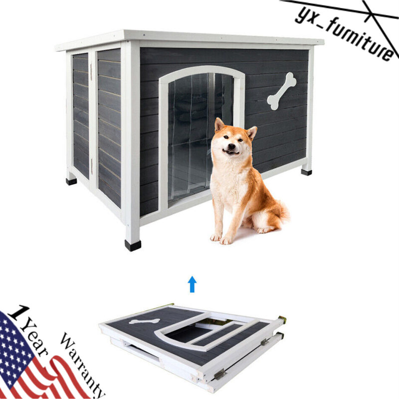 Dog House Indoor & Outdoor Wooden Waterproof Windproof Foldable Dog Cage Outdoor