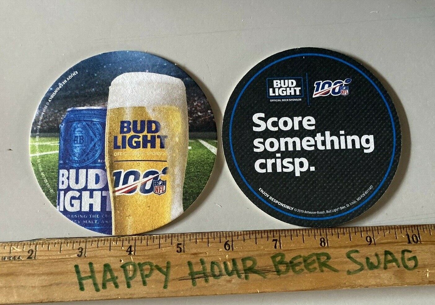 NEW 125 Bud Light NFL Football 100th Anv. Bar beer Coaster Lot Decor Superior Bud Light - фотография #2