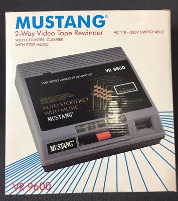 NEW MUSTANG VHS Video Cassette Tape Rewinder VCR Auto Stop Eject Fast CLEANER! VHS vr9600