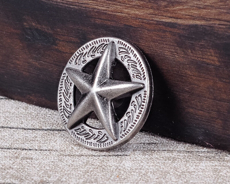 LOT 10PCS 25*25MM WESTERN TEXAS RAISED STAR ANTIQUE SILVER LEATHERCRAFT CONCHOS Unbranded Does not apply - фотография #7