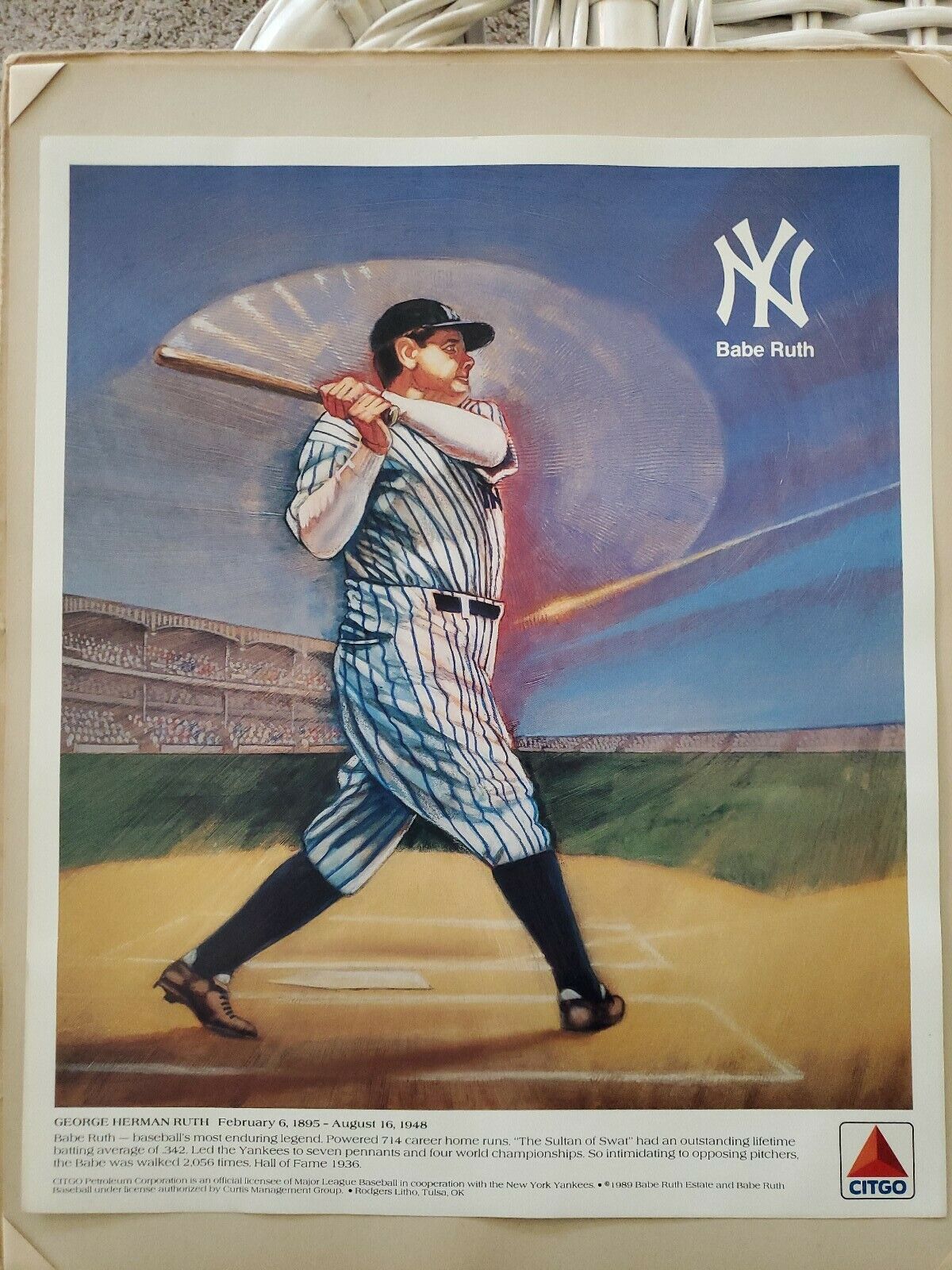 VINTAGE New York YANKEES Citgo ads (4) w #/ BABE RUTH LOU GEHRIG and more! LOT  Без бренда