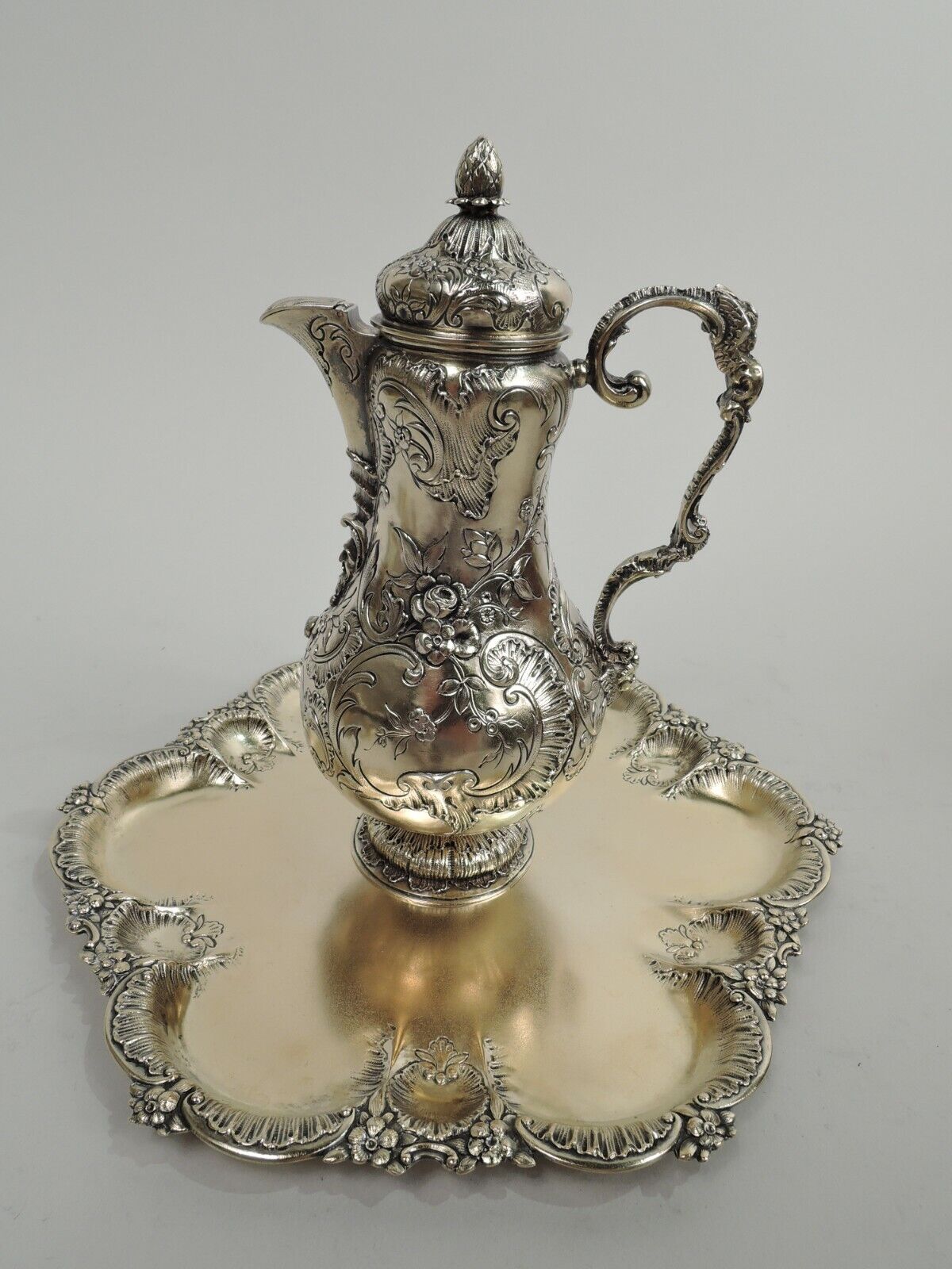 Antique Liqueur Set Biedermeier Cordial Decanter Cups Austrian Silver Gilt AUSTRIAN - фотография #2