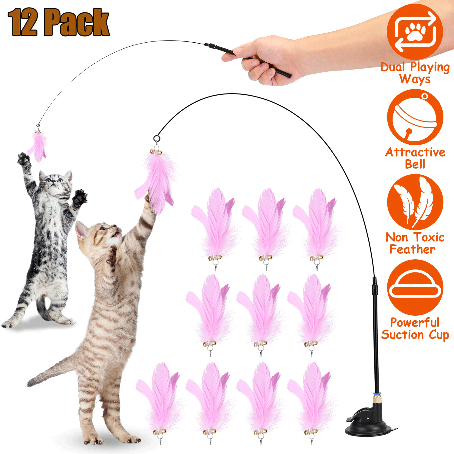 Pet Cat Toys Feather Wand Rod Pet Kitty Bell Play Teaser Interactive Toy + Bell Unbranded Does not apply