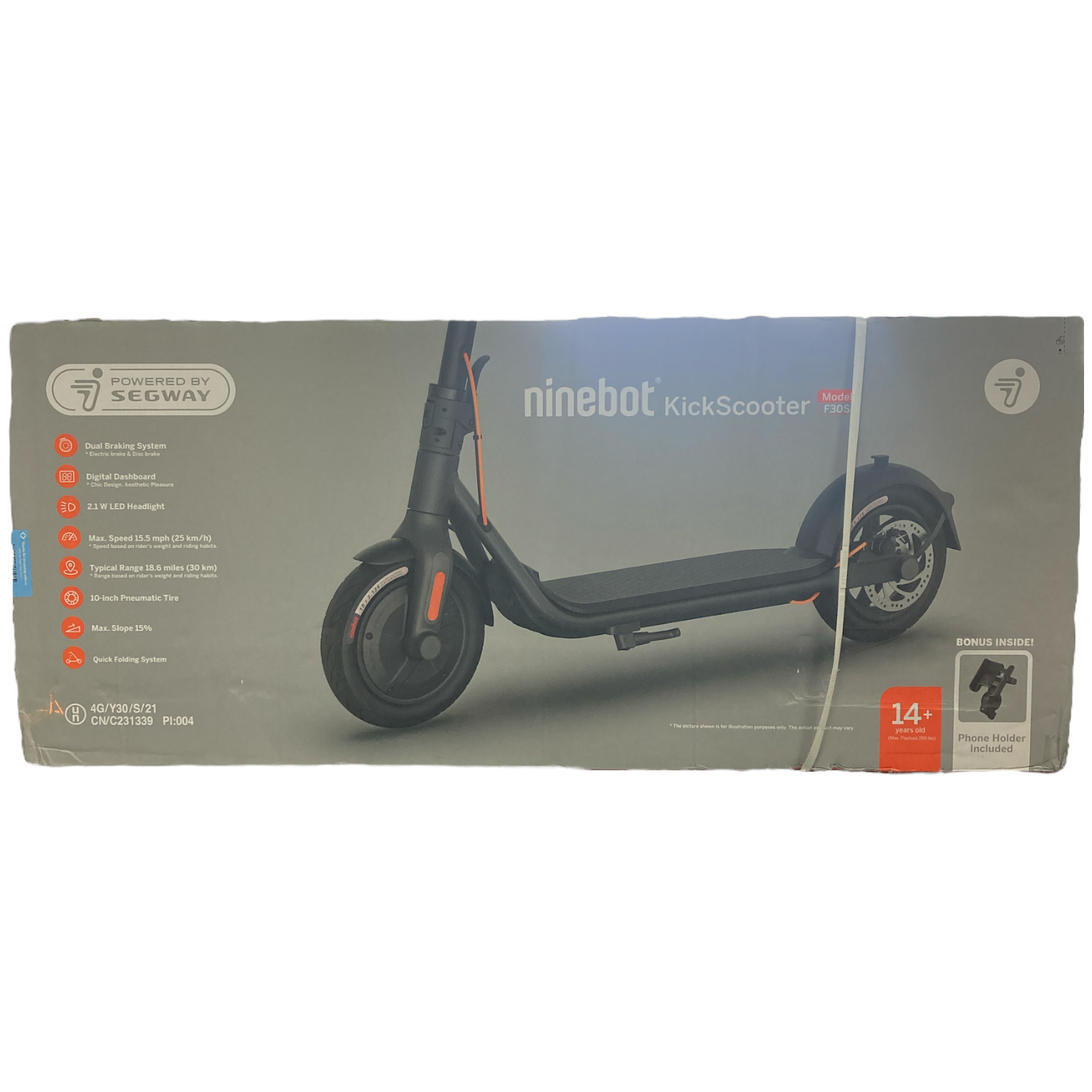 Segway Ninebot F30S Electric Kick Scooter Foldable & Portable, Up to 18.6 miles Segway F30S