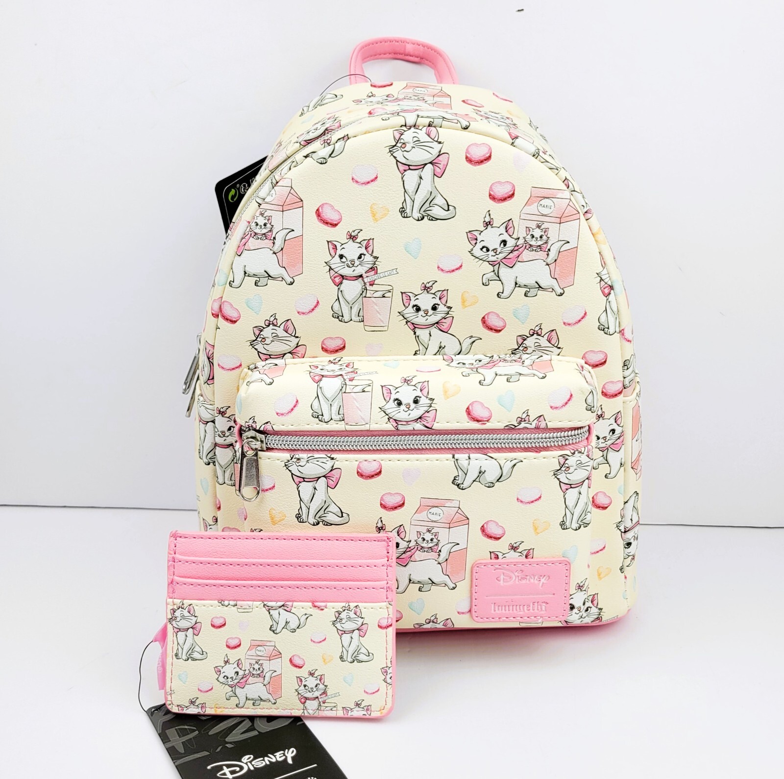 Loungefly Disney The Aristocats Marie Milk & Macarons Mini Backpack & Cardholder Loungefly Loungefly Disney The Aristocats Marie Milk & Macarons
