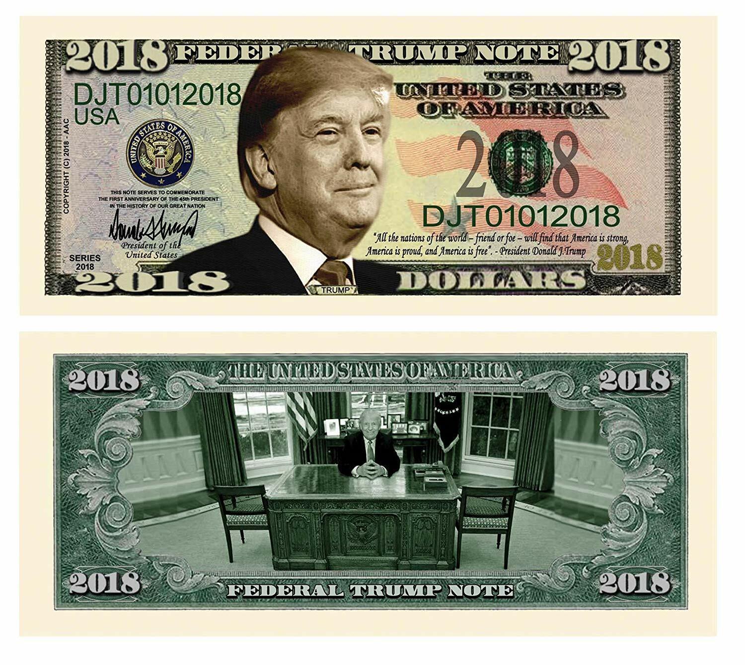 Donald Trump Money Pack of 100 2018 Dollar Bills Collectible Novelty Notes Без бренда