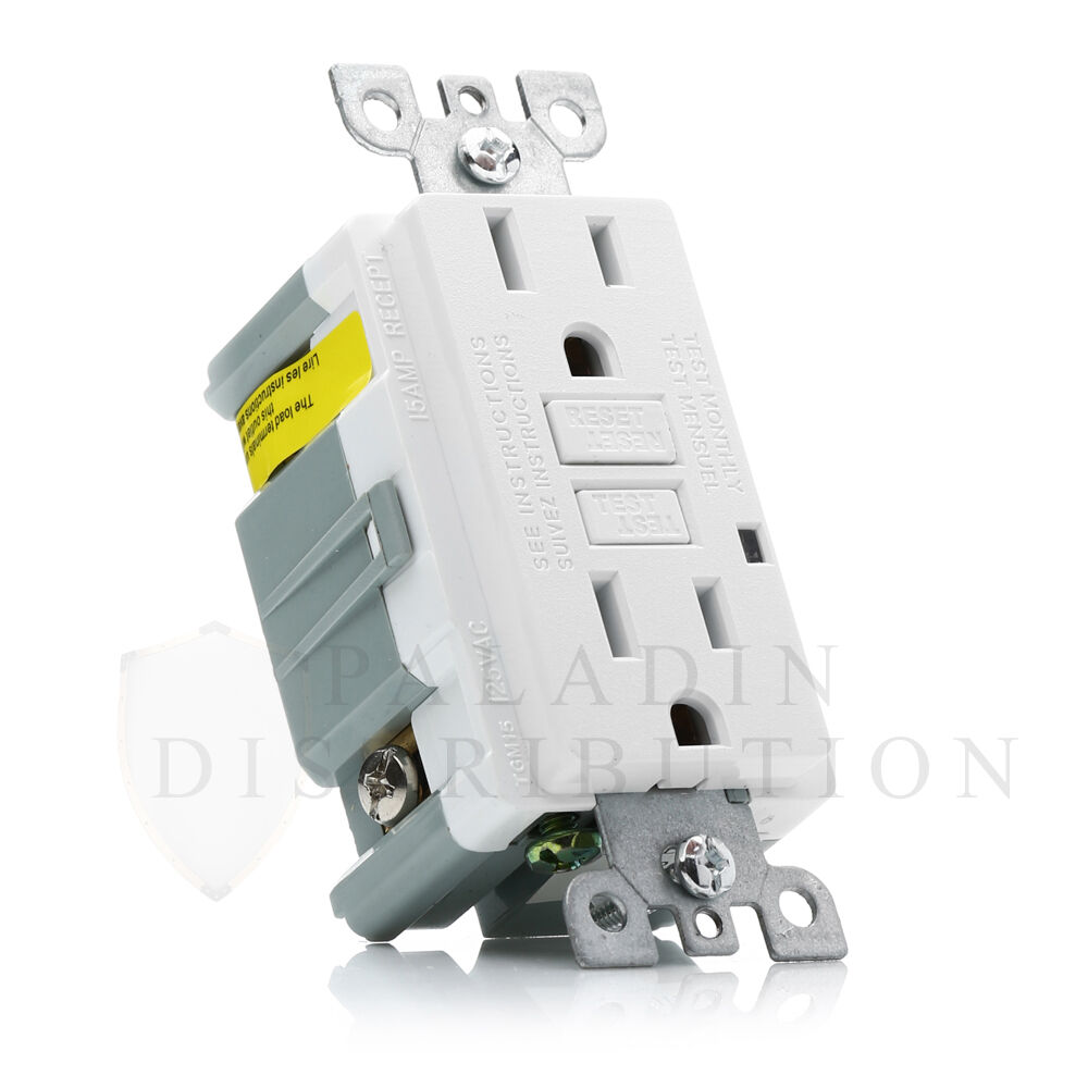 15A Amp GFCI Receptacle Outlet w/ LED & Wall Plate - UL Listed, White (10 Pack) Paladin TG15-10PK - фотография #4