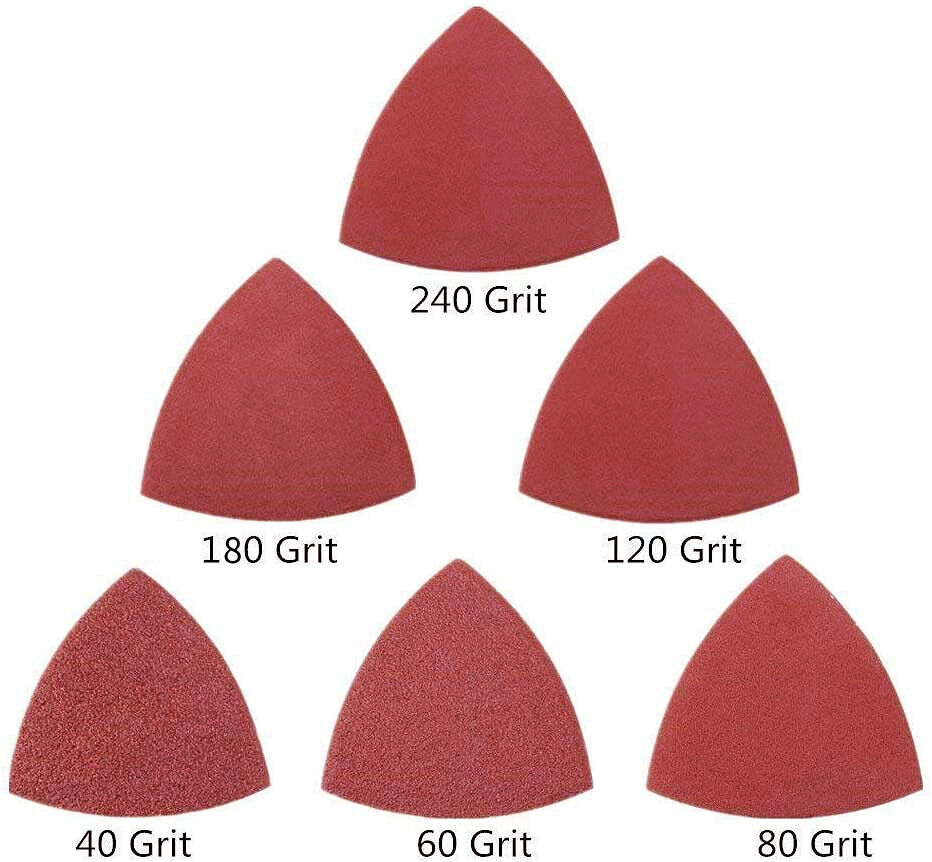 100PCS Triangle Sanding Pads for Oscillating Multi-Tool Hook Loop Sandpaper Disc Satc Does Not Apply - фотография #2