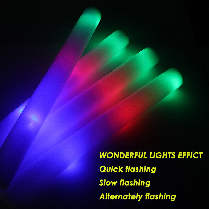 24PCS Light Up Foam Sticks LED Wands Batons DJ Flashing Glow 16 inch - 3 Modes Unbranded Does not apply - фотография #3