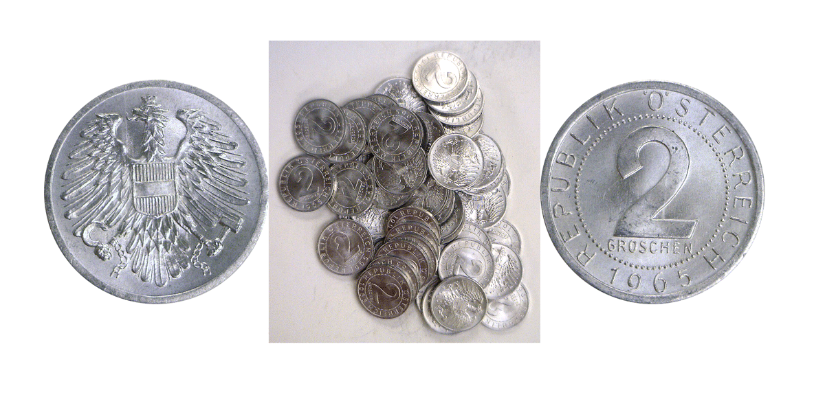 1965 Austria 2 Groschen Aluminum 50 Coin Lot Uncirculated KM# 2876  Без бренда