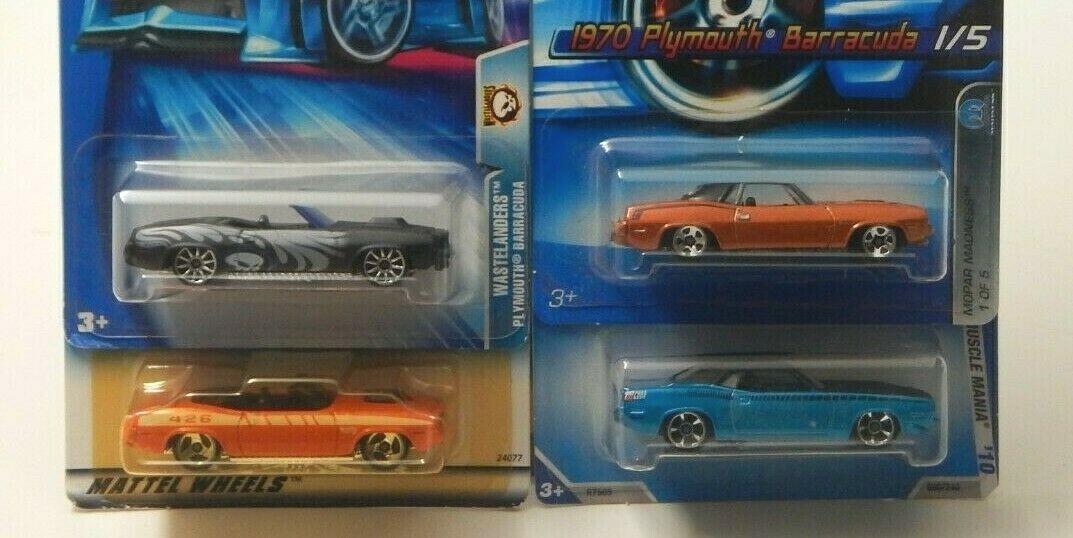 Hot Wheels 1970 Barracuda Mopar Madness Muscle Mania Wastelander Lot of 4  Hot Wheels Barracuda