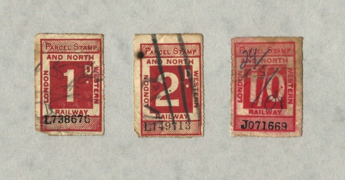 London & North Western Railway LNWR: THREE different parcel stamps Без бренда