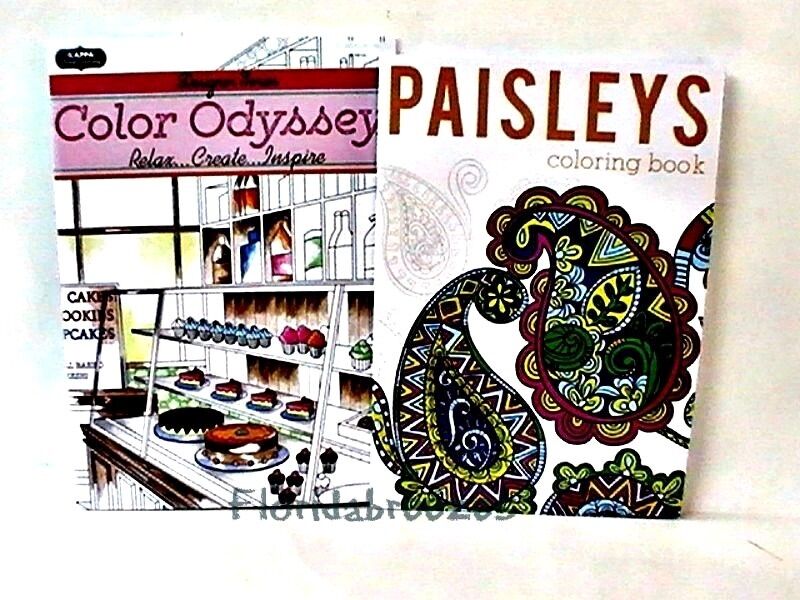 *ODYSSEY & PAISLEYS* ADULT COLORING Books,Set of 2, 32 PG EA Gift! Без бренда