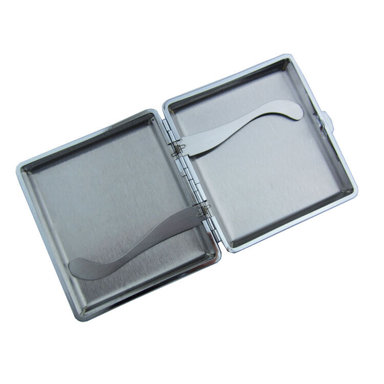 2pc Set Stainless Steel Cigarette Case Hold 20pc Regular Size 84s - BLUE + BLACK Без бренда - фотография #6