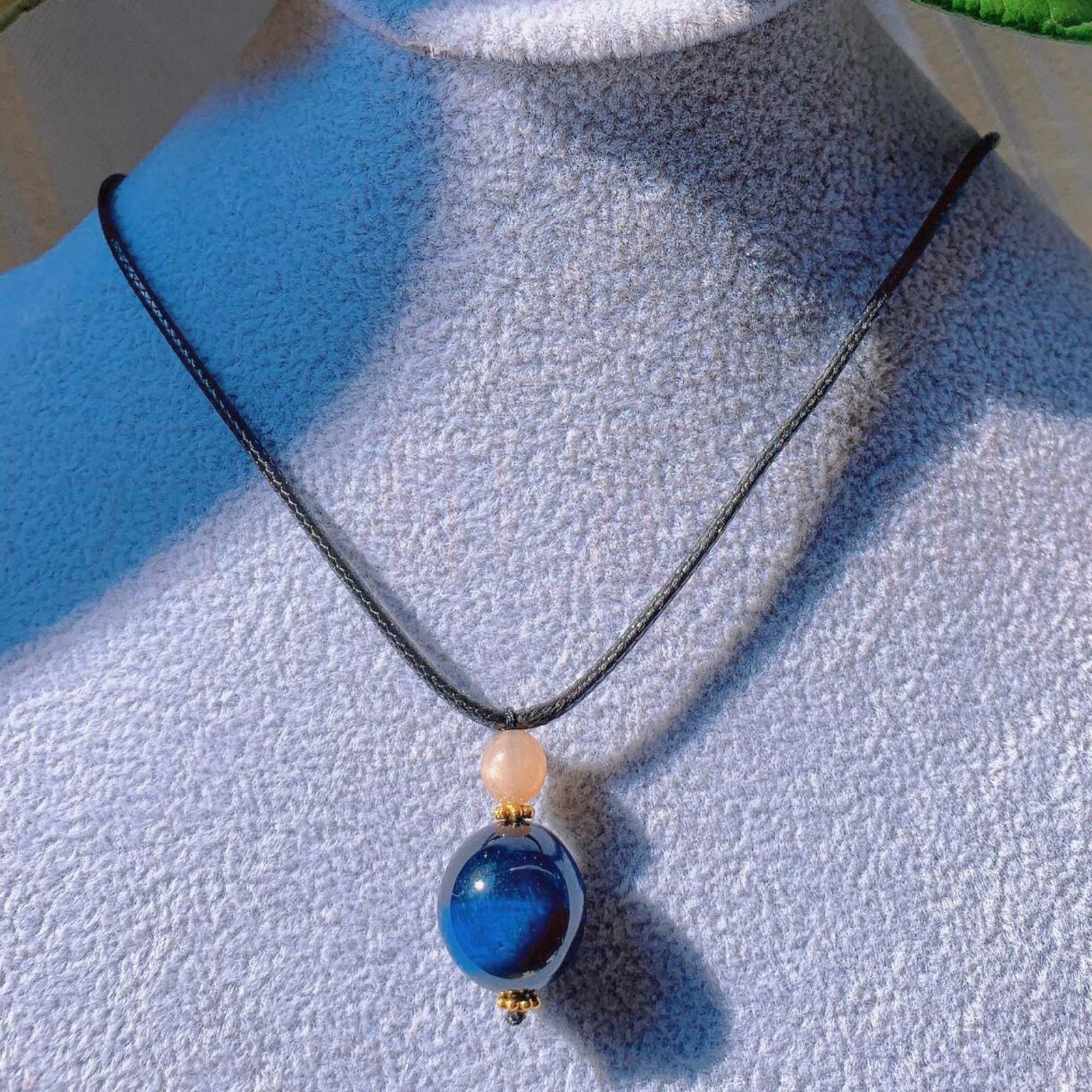 14mm Natural Blue tiger eye pink Crystal pendant Leather rope Yoga Relief Unbranded 1 - фотография #3
